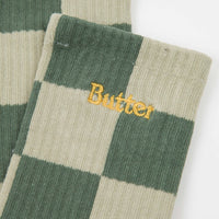 Butter Goods Checkered Socks - Khaki / Washed Teal thumbnail