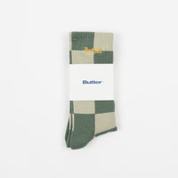 Butter Goods Checkered Socks - Khaki / Washed Teal thumbnail