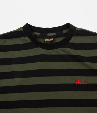 Butter Goods Cycle Stripe T-Shirt - Olive / Black