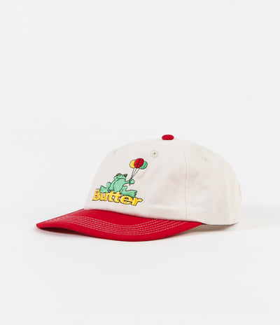 Butter Goods Frog 6 Panel Cap - Bone / Red