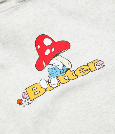 Butter Goods x The Smurfs Lazy Logo Hoodie - Ash Grey