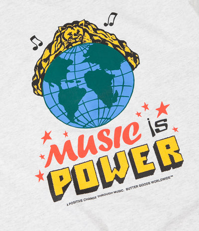 Butter Goods Music Is Power T-Shirt - Ash Grey