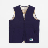 Butter Goods Reversible Hairy Plaid Vest - Navy / Wheat thumbnail