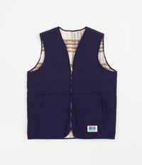 Butter Goods Reversible Hairy Plaid Vest - Navy / Wheat