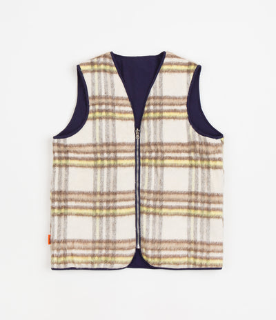 Butter Goods Reversible Hairy Plaid Vest - Navy / Wheat