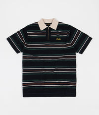 Butter Goods Schmidt Zip Polo Shirt - Navy / Forest / Brown