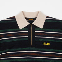 Butter Goods Schmidt Zip Polo Shirt - Navy / Forest / Brown thumbnail