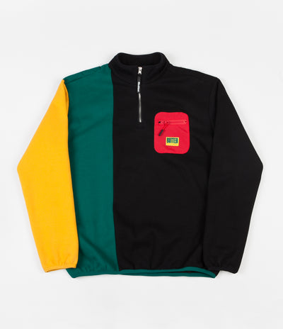 Butter Goods Tres 1/4 Zip Sweatshirt - Black / Teal / Gold