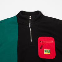 Butter Goods Tres 1/4 Zip Sweatshirt - Black / Teal / Gold thumbnail