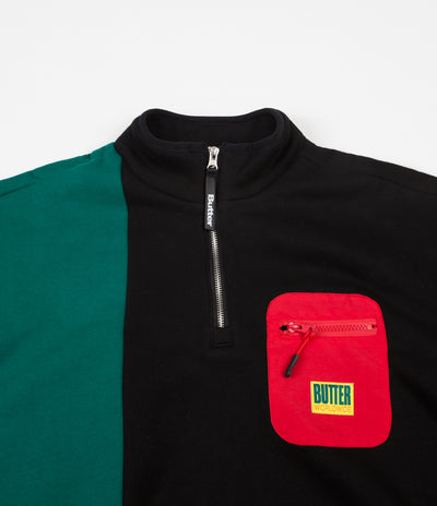 Butter Goods Tres 1/4 Zip Sweatshirt - Black / Teal / Gold