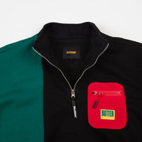 Butter Goods Tres 1/4 Zip Sweatshirt - Black / Teal / Gold thumbnail