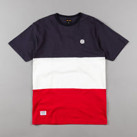 Butter Goods Tri-Block T-Shirt - Navy / White / Red thumbnail