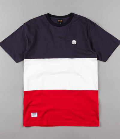 Butter Goods Tri-Block T-Shirt - Navy / White / Red