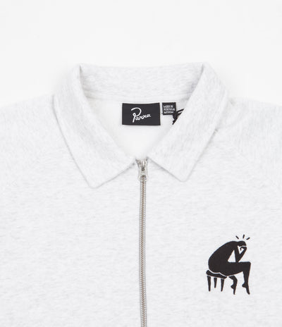 by Parra Backwards 1/2 Zip Polo Sweatshirt - Ash Grey