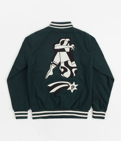 by Parra Cloudy Star Varsity Jacket - Pine Green