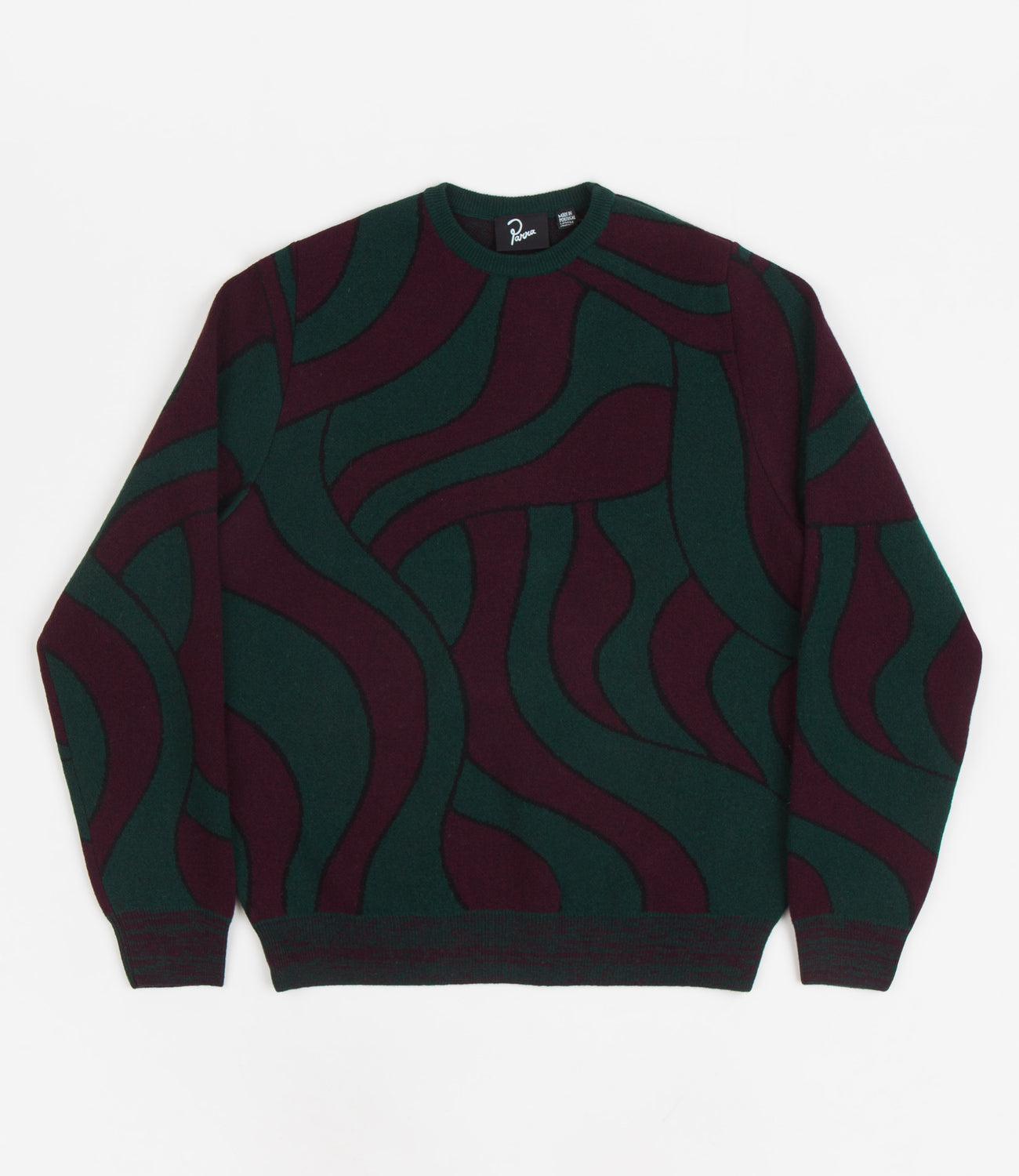 by Parra Distorted Knitted Crewneck Sweatshirt - Pine Green | Flatspot