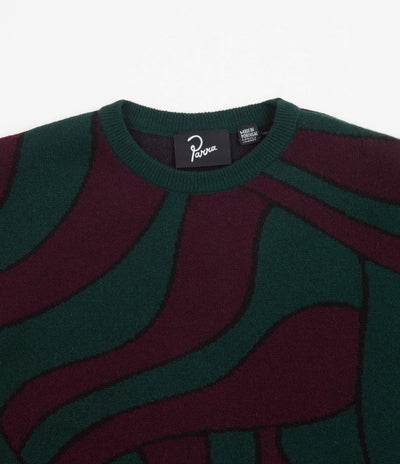 by Parra Distorted Knitted Crewneck Sweatshirt - Pine Green