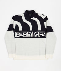 by Parra Shoulder Waves Half Zip Knitted Pullover Sweatshirt - Off White