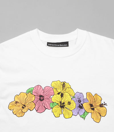 Call Me 917 Hibiscus Long Sleeve T-Shirt - White