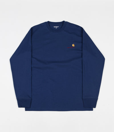 Carhartt American Script Long Sleeve T-Shirt - Metro Blue