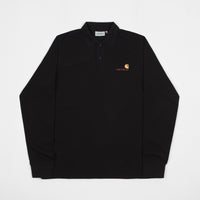 Carhartt American Script Long Sleeve Polo Shirt - Black thumbnail