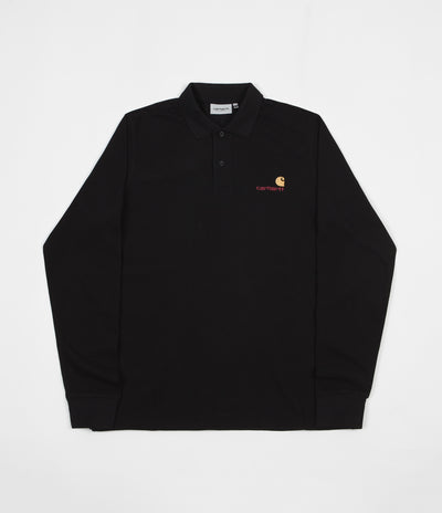 Carhartt American Script Long Sleeve Polo Shirt - Black