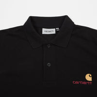 Carhartt American Script Long Sleeve Polo Shirt - Black thumbnail