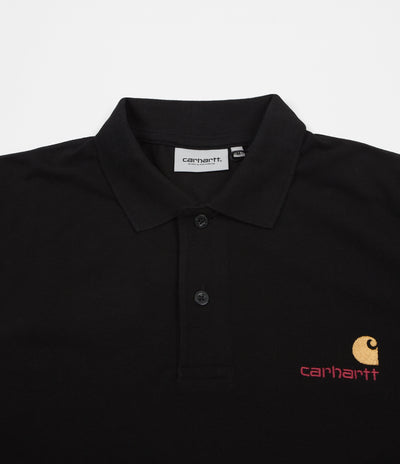 Carhartt American Script Long Sleeve Polo Shirt - Black