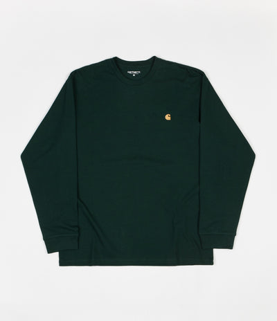 Carhartt Chase Long Sleeve T-Shirt - Bottle Green / Gold