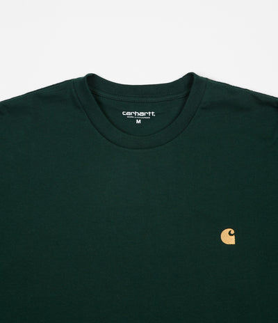 Carhartt Chase Long Sleeve T-Shirt - Bottle Green / Gold