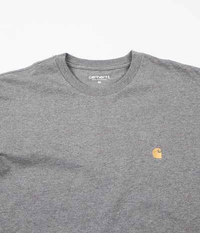 Carhartt Chase Long Sleeve T-Shirt - Dark Grey Heather / Gold