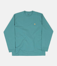 Carhartt Chase Long Sleeve T-Shirt - Frosted Turquoise / Gold