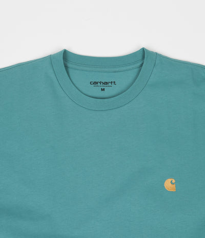 Carhartt Chase Long Sleeve T-Shirt - Frosted Turquoise / Gold