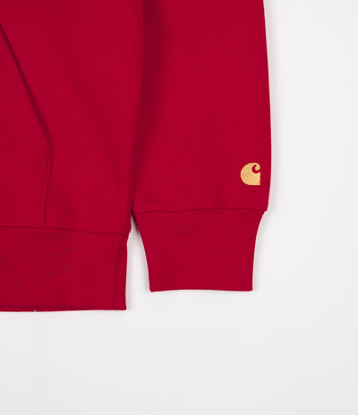 Carhartt Chase Zip Neck Sweatshirt - Cardinal / Gold