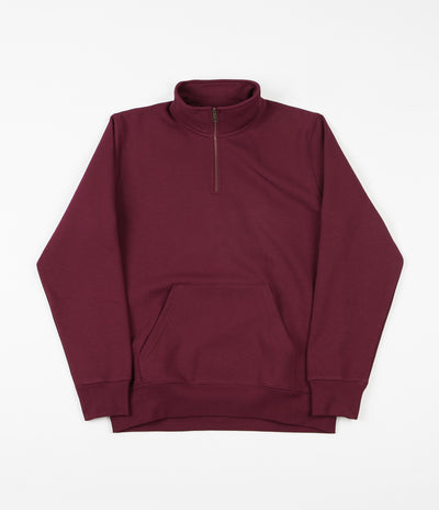 Carhartt Chase Zip Neck Sweatshirt - Merlot / Gold