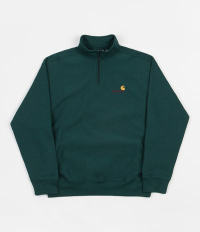 Carhartt Half Zip American Script Sweatshirt - Hedge