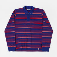 Carhartt Novi Stripe Long Sleeve Polo Shirt - Thunder Blue thumbnail