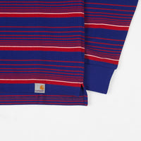 Carhartt Novi Stripe Long Sleeve Polo Shirt - Thunder Blue thumbnail