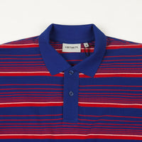 Carhartt Novi Stripe Long Sleeve Polo Shirt - Thunder Blue thumbnail