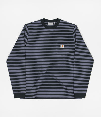 Carhartt Scotty Pocket Long Sleeve T-Shirt - Scotty Stripe / Frasier / Icesheet