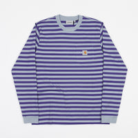 Carhartt Scotty Pocket Long Sleeve T-Shirt - Scotty Stripe / Razzmic / Frosted Blue thumbnail