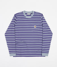 Carhartt Scotty Pocket Long Sleeve T-Shirt - Scotty Stripe / Razzmic / Frosted Blue