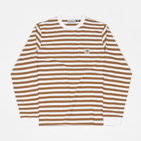 Carhartt Scotty Pocket Long Sleeve T-Shirt - Scotty Stripe / Rum / White thumbnail