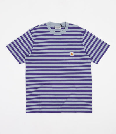 Carhartt Scotty Pocket T-Shirt - Scotty Stripe / Razzmic / Frosted Blue