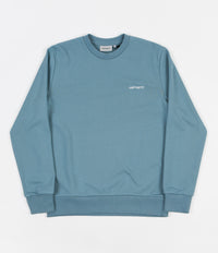 Carhartt Script Embroidery Crewneck Sweatshirt - Dusty Blue / Wax