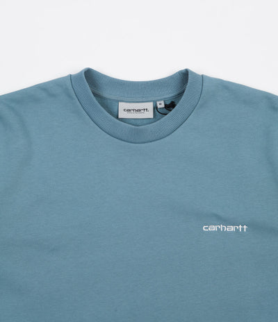 Carhartt Script Embroidery Crewneck Sweatshirt - Dusty Blue / Wax