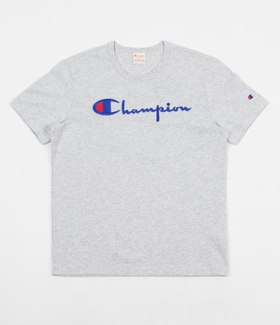 Champion Reverse Weave Embroidered Script Logo T-Shirt - Grey Marl