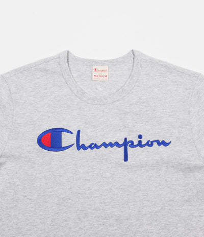 Champion Reverse Weave Embroidered Script Logo T-Shirt - Grey Marl