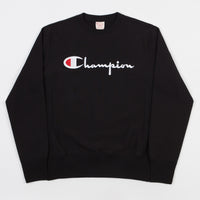 Champion Reverse Weave Script Logo Crewneck Sweatshirt - Black thumbnail