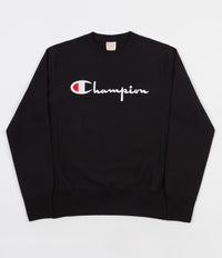 Champion Reverse Weave Script Logo Crewneck Sweatshirt - Black